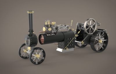 工业革命时期的蒸汽汽车IGS格式图纸模型