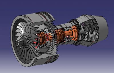 涡轮风扇发动机,涡扇发动机STP,IGS格式图纸模型