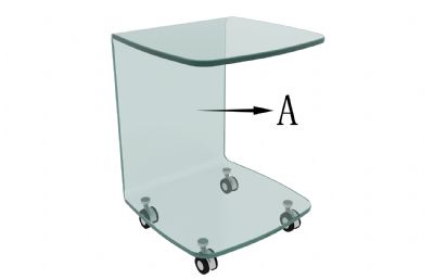 带4个转向轮的玻璃茶几,边桌3D模型