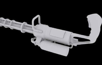 转轮机枪,手持式加特林机枪3D模型白模