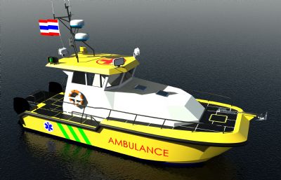 海上医疗船,救护船3D模型