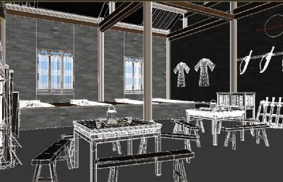 古代看管牢房,监狱的衙役休息室3D展厅模型