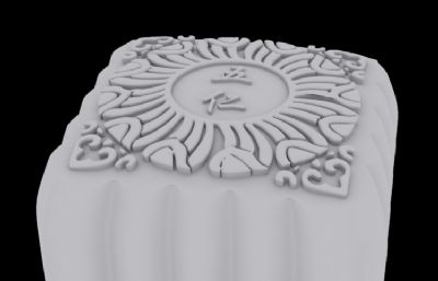方形五仁月饼3D模型白模