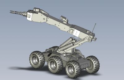 六轮拆弹机器人,机械爪小车STEP格式图纸模型