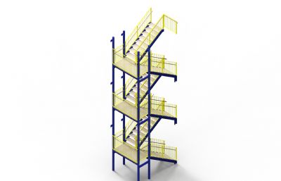 水上乐园钢结构登步楼梯3D模型,STP格式