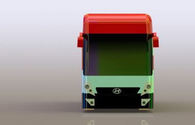 现代旅游大巴士公交车简易3D模型