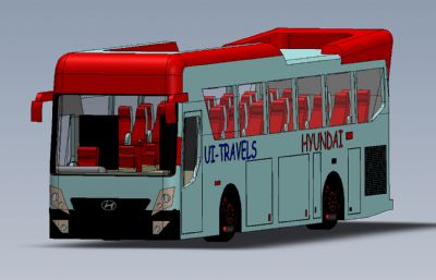 现代旅游大巴士公交车简易3D模型