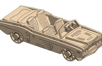 敞篷车造型的拼装玩具3D模型
