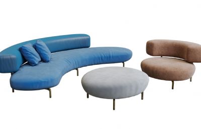 休闲沙发组合3D模型,corona渲染