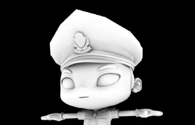 卡通萌萌的男交警maya素模+卡通女交警模型(有贴图),带交通指挥动画