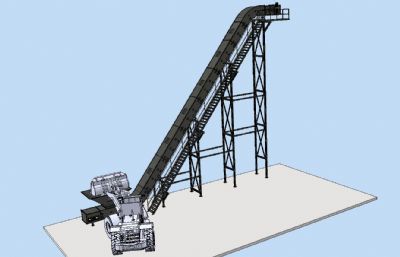 建筑工地抬高颗粒建材输送机IGS格式模型