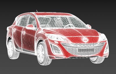马自达3汽车3D模型,MAX,FBX格式