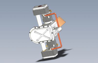 双缸发动机3D模型,STP格式