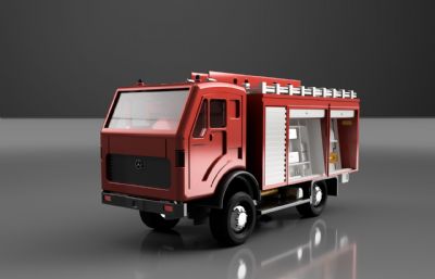 展示用消防车3D模型STEP,f3d格式