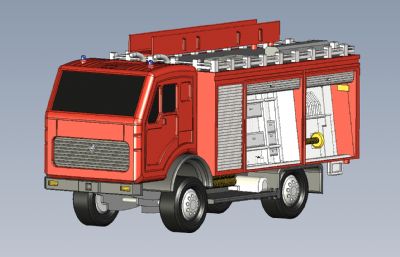 展示用消防车3D模型STEP,f3d格式