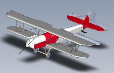 矢量发动机的双翼飞机3D模型,SLDPRT,IGS,STEP格式