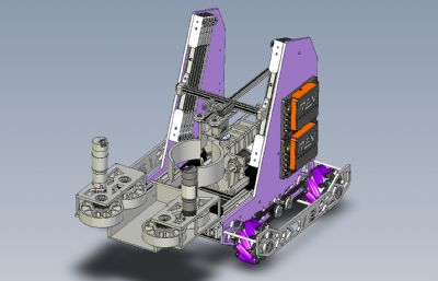 紫色麦克纳姆轮机器车3D模型,STP格式