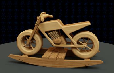 木制摩托车玩具,摇摇车3D模型,OBJ,FBX,IGS,SKP,STEP等格式
