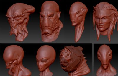必須擁有的12款外星人,怪獸頭部精細雕刻模型,ZTL,STL,OBJ多種格式