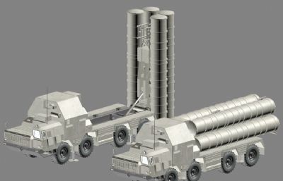 4发导弹发射车系统3D模型