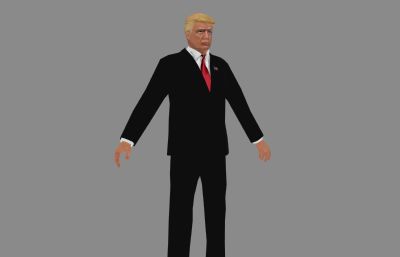 Trump特朗普,川建国,川普手绘3D模型低模,MAX,OBJ两种格式