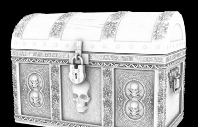 精细海盗骷髅雕刻宝箱maya模型(网盘下载)