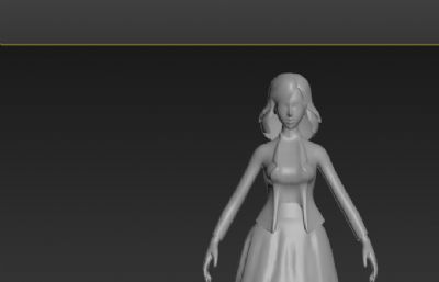 穿裙子的女人人物3D模型素模