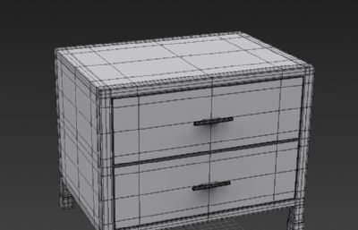 双屉床头柜3D模型白模