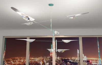 现代客厅简约吊灯3D模型