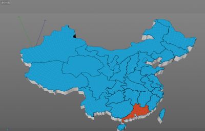 中国地图,中国省份地图C4D模型