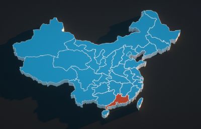 中国地图,中国省份地图C4D模型