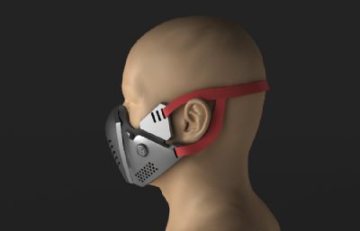 科幻面具,科技金属面罩3D模型,可穿戴