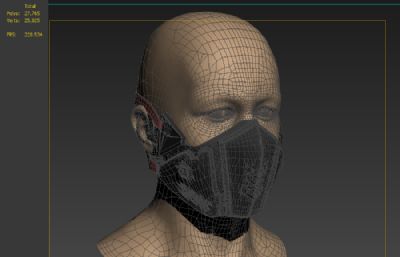科幻面具,科技金属面罩3D模型,可穿戴