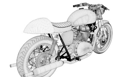 炫酷摩托车C4D模型,C4D格式+OBJ格式高模+OBJ格式低模