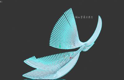 抽象展翅高飞雕塑设计3D模型
