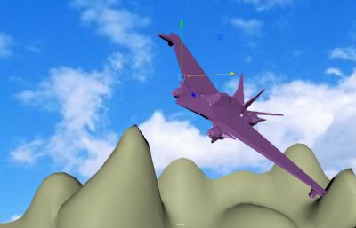 战斗机飞跃山谷,飞机建模maya模型