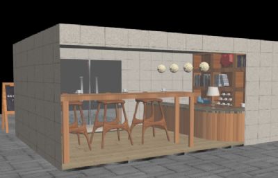 lil coffee咖啡店3D模型素模