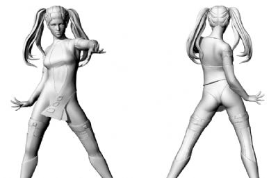 夜店可爱长腿DJ女孩STL模型,3D打印模型