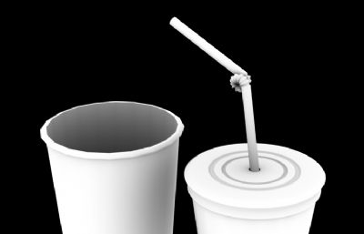 可乐+爆米花包装杯maya模型素模