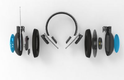 大学听力考试专用耳机拆解结构-犀牛建模