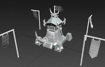 古战场兽族军营,帐篷3D模型素模