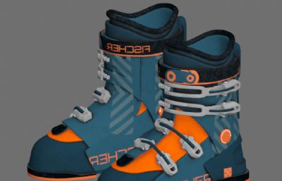 次世代PBR写实的游戏靴子,雪地靴3d模型,4K贴图,MAX+OBJ+FBX格式