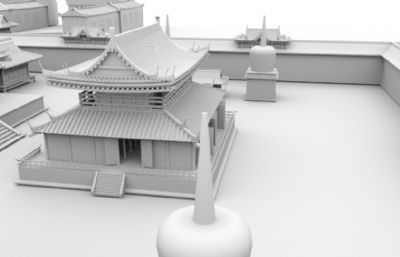 古代寺庙宫殿maya模型（原型青海瞿昙寺）