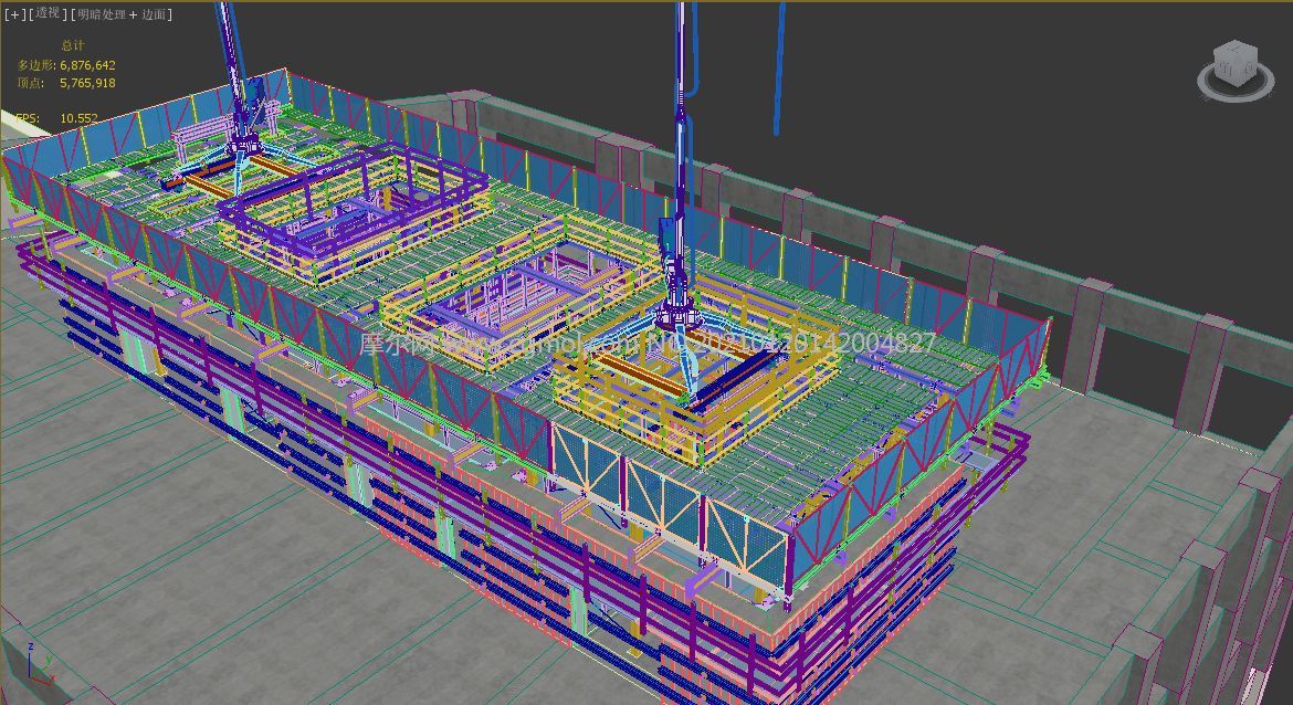建筑施工顶升系统,施工平台,操作平台,施工场景3D模型,FBX格式