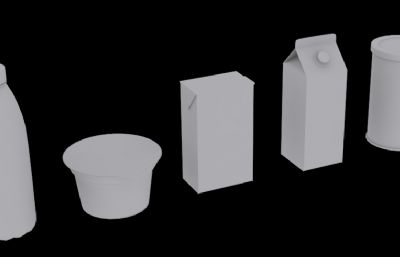 酸奶,饮料,牛奶包装,常见的饮料包装3D模型素模