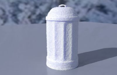 Arnold阿诺德雪材质的垃圾桶,白雪覆盖的垃圾桶maya模型