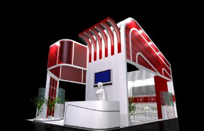 公司红色展厅3D模型素模