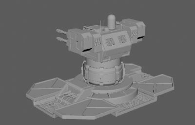 四机枪的炮塔武器maya模型,OBJ格式