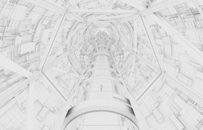 四个科幻通道,科幻隧道,太空桥,时间通道场景3D模型,有MB,MAX,FBX,OBJ,STL文件(网盘下载)