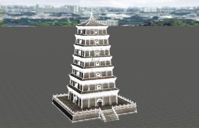 大雁塔,西安大雁塔,慈恩寺丝绸之路3D模型